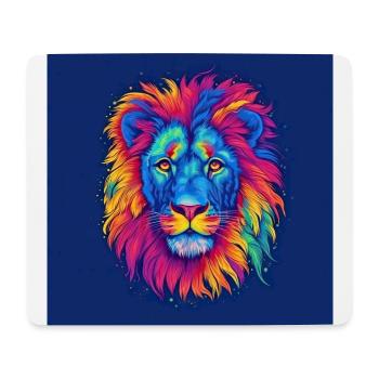 Pride of Colors: Ein farbenfroher Löwen-Kunstdruck - Mousepad (Querformat) - Weiß - Vorne