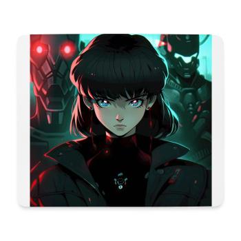 Demoiselle dystopique: femme en noir de style anime - Tapis de souris (format paysage) - blanc - Devant
