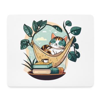 Cat Book Lover - Mouse Pad (horizontal) - white - Front