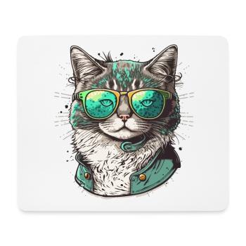 Chat cool - Tapis de souris (format paysage) - blanc - Devant
