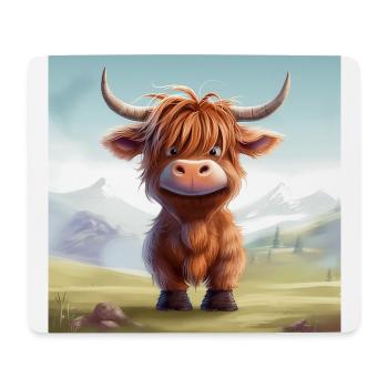 CUTE HIGHLAND COW design - Mouse Pad (horizontal) - white - Front