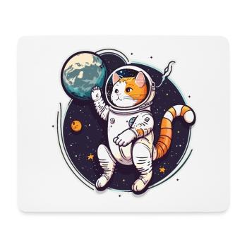 Katzen-Weltraum-Entdecker - Mousepad (Querformat) - Weiß - Vorne