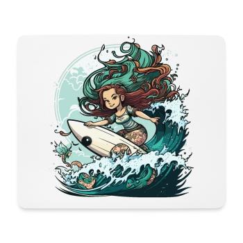 Surfende Sirene - Mousepad (Querformat) - Weiß - Vorne