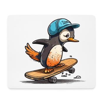 Schlittschuhlaufender Pinguin - Mousepad (Querformat) - Weiß - Vorne