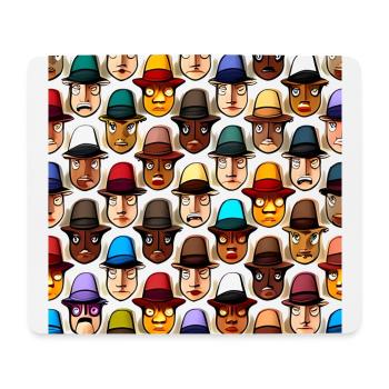 Face In Hat Pattern - Mouse Pad (horizontal) - white - Front