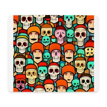 Colorful Skulls Patern - Mouse Pad (horizontal) - white - Front