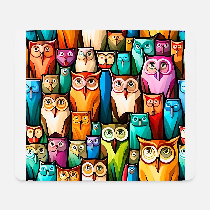 Niedliches Eulenmuster - Mousepad (Querformat) - Weiß