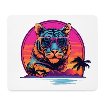 Synthwave Tiger Sunset - Mouse Pad (horizontal) - white - Front