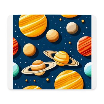 Verrücktes Sonnensystem-Muster - Mousepad (Querformat) - Weiß - Vorne