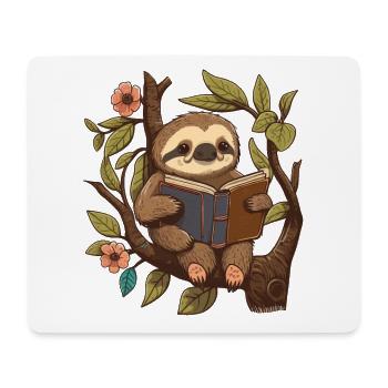 Faultier lesen - Mousepad (Querformat) - Weiß - Vorne