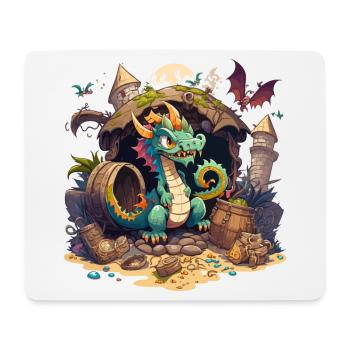 Le trésor des dragons - Tapis de souris (format paysage) - blanc - Devant