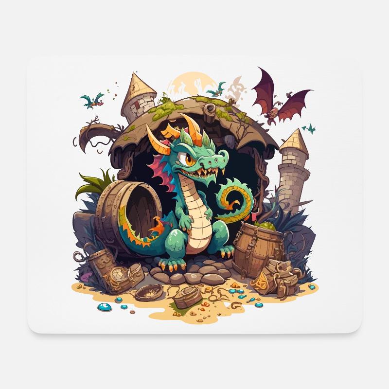 Der Drachenhort - Mousepad (Querformat) - Weiß