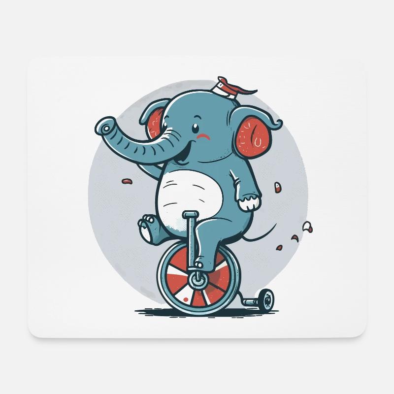 Einrad Elefant - Mousepad (Querformat) - Weiß