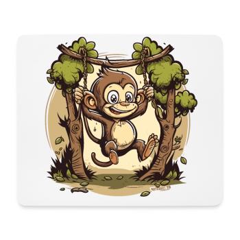 Swinging Monkey - Mouse Pad (horizontal) - white - Front