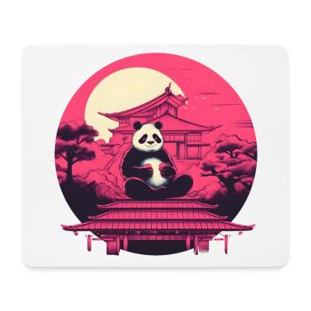 Synthwave eating Panda Japan Sunset - Mouse Pad (horizontal) - white - Front
