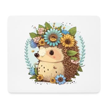 Blumenkrone Igel - Mousepad (Querformat) - Weiß - Vorne