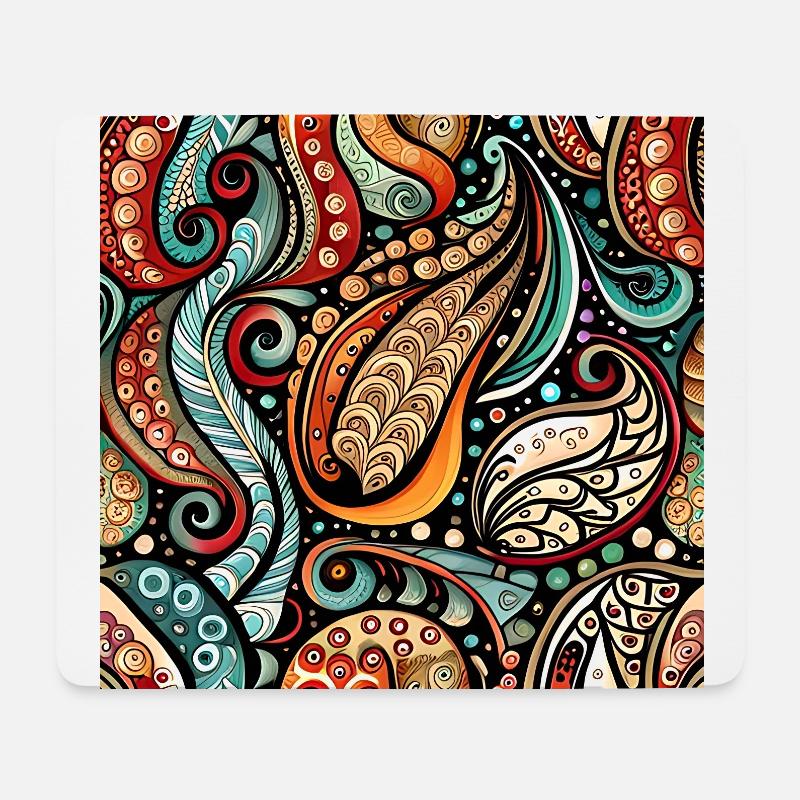 Zentangle-Paisley-Muster - Mousepad (Querformat) - Weiß