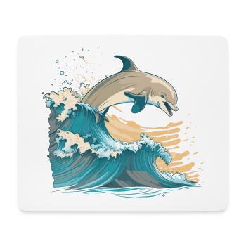 Der fröhliche Delphin - Mousepad (Querformat) - Weiß - Vorne