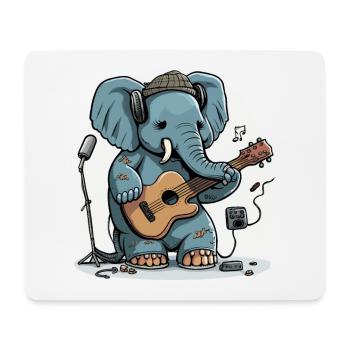 Éléphant jouant de la guitare - Tapis de souris (format paysage) - blanc - Devant