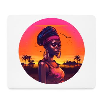 Synthwave femme africaine traditionnelle - Tapis de souris (format paysage) - blanc - Devant