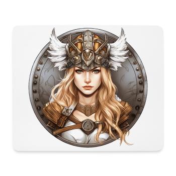 Blonde Schildmaid mit Walkürenhelm - Mousepad (Querformat) - Weiß - Vorne