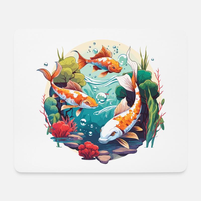 Koi-Wunderland - Mousepad (Querformat) - Weiß