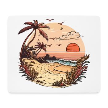 Coucher de soleil sur la plage - Tapis de souris (format paysage) - blanc - Devant