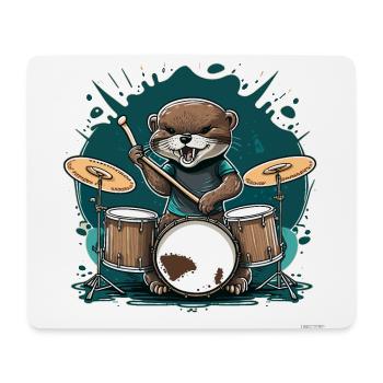 Otter-Trommler - Mousepad (Querformat) - Weiß - Vorne