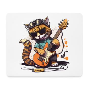Gitarre Katze - Mousepad (Querformat) - Weiß - Vorne