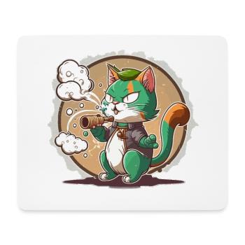 Chat fumeur - Tapis de souris (format paysage) - blanc - Devant