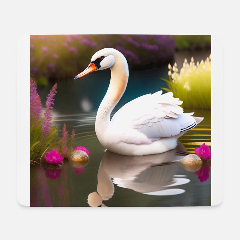 Schwan - Mousepad (Querformat) - Weiß