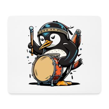 Schlagzeuger Pinguin - Mousepad (Querformat) - Weiß - Vorne
