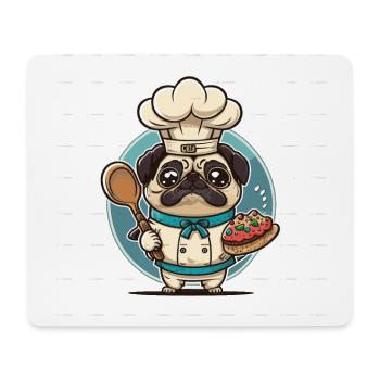 Pugs Cuisine - Tapis de souris (format paysage) - blanc - Devant