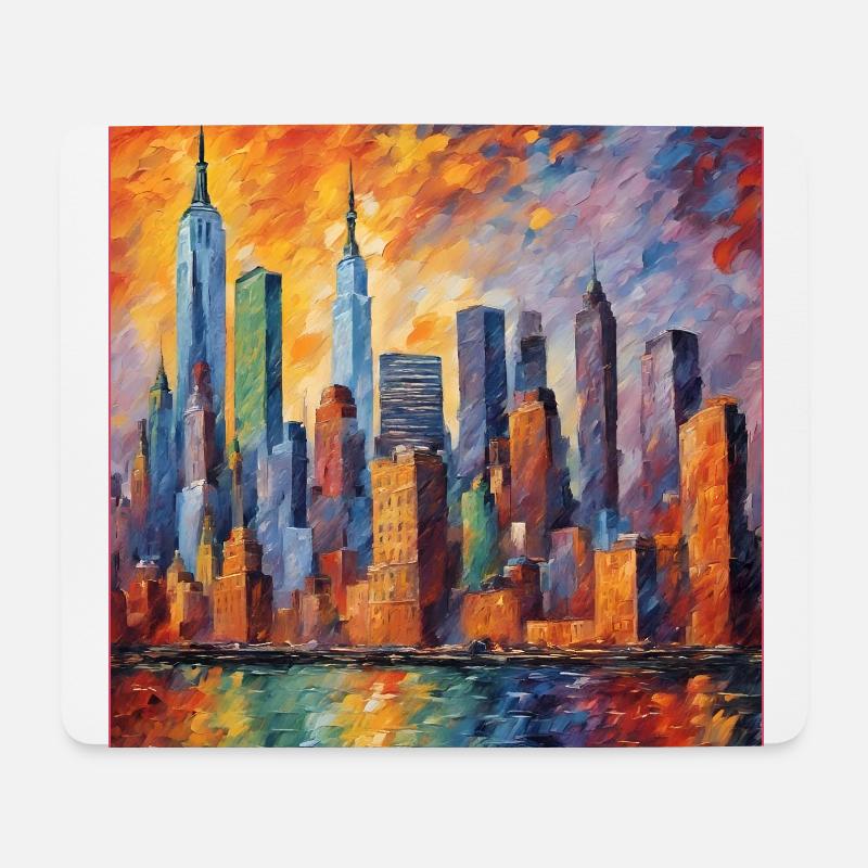 New York Skyline Neo Impressionismus - Mousepad (Querformat) - Weiß