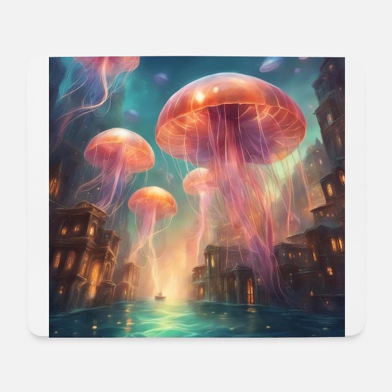 Glowing jellyfish - Mouse Pad (horizontal) - white