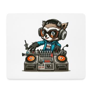 Waschbär Rave - Mousepad (Querformat) - Weiß - Vorne