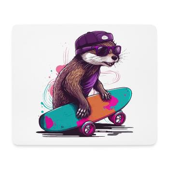Otter Skate - Mouse Pad (horizontal) - white - Front