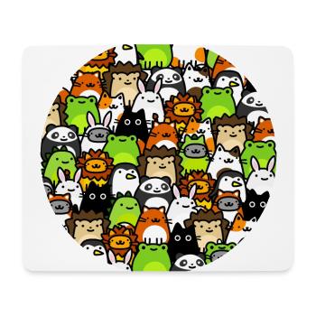 Collection de griffonnages d’animaux mignons ! Dessin adorable - Tapis de souris (format paysage) - blanc - Devant
