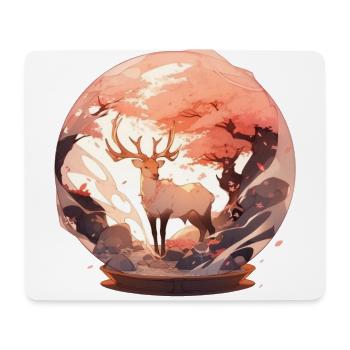 Der Herbsthirsch - Schneekugel Version - Mousepad (Querformat) - Weiß - Vorne