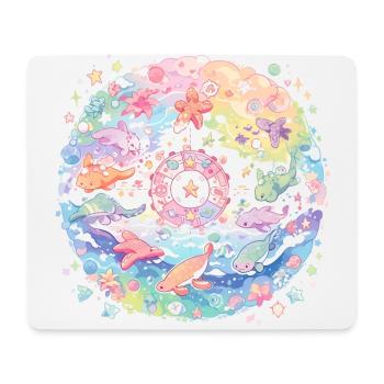 Les mignons animaux de la mer - Tapis de souris (format paysage) - blanc - Devant