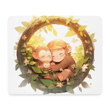 Die niedliche Affenfamilie - Mousepad (Querformat) - Weiß - Vorne