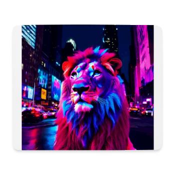 Löwe Neon - Mousepad (Querformat) - Weiß - Vorne