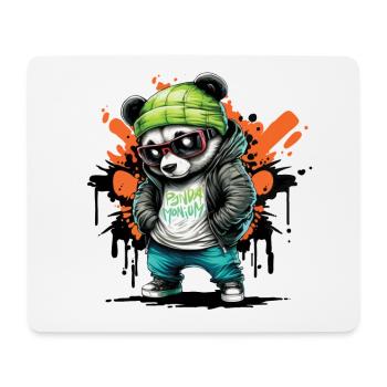 Cool Panda mit grüner Mütze Skater Style für Kids - Mousepad (Querformat) - Weiß - Vorne