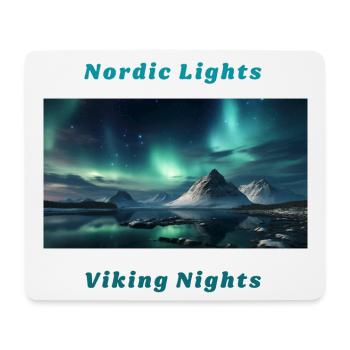 Panorama Northern Lights with Viking saying - Mouse Pad (horizontal) - white - Front