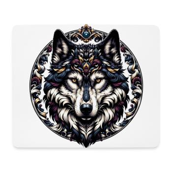 loup majestueux avec cadre - Tapis de souris (format paysage) - blanc - Devant