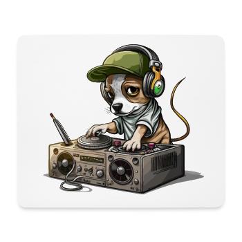 Smokin Chien DJ - Tapis de souris (format paysage) - blanc - Devant