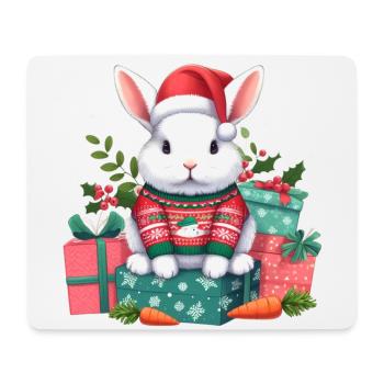 Cute Christmas Rabbit - Mouse Pad (horizontal) - white - Front