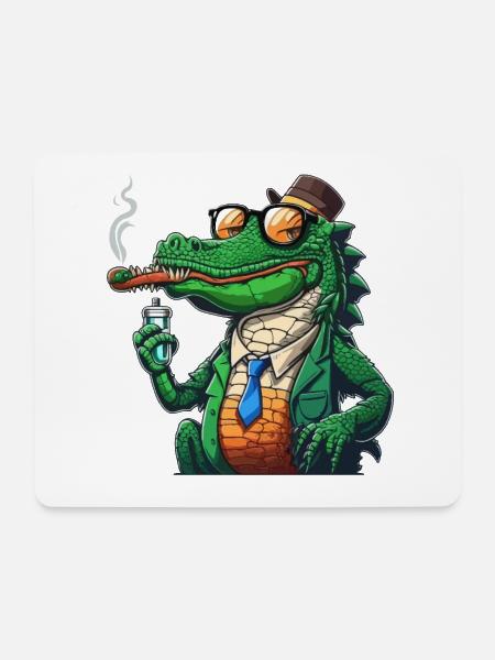 Krokodil - Mousepad (Querformat) - Weiß