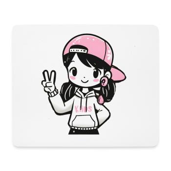 Street Mädchen - Mousepad (Querformat) - Weiß - Vorne