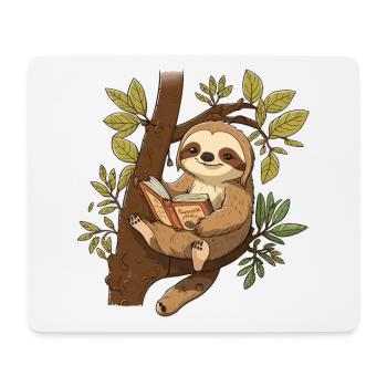 Faultier-Leser - Mousepad (Querformat) - Weiß - Vorne